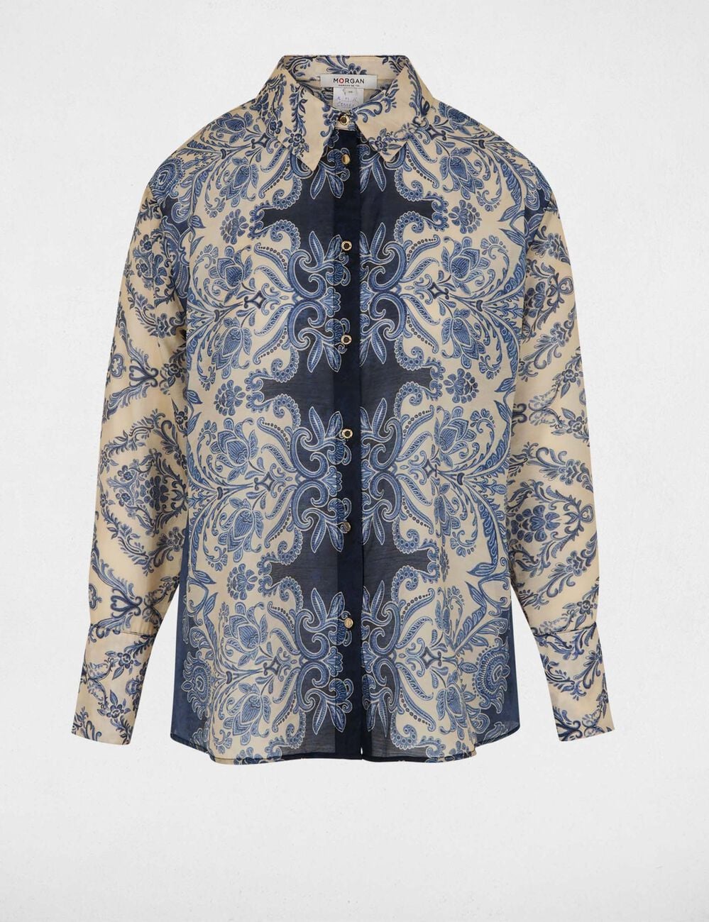 Chemise imprim&eacute;e col &agrave; revers multicolore femme