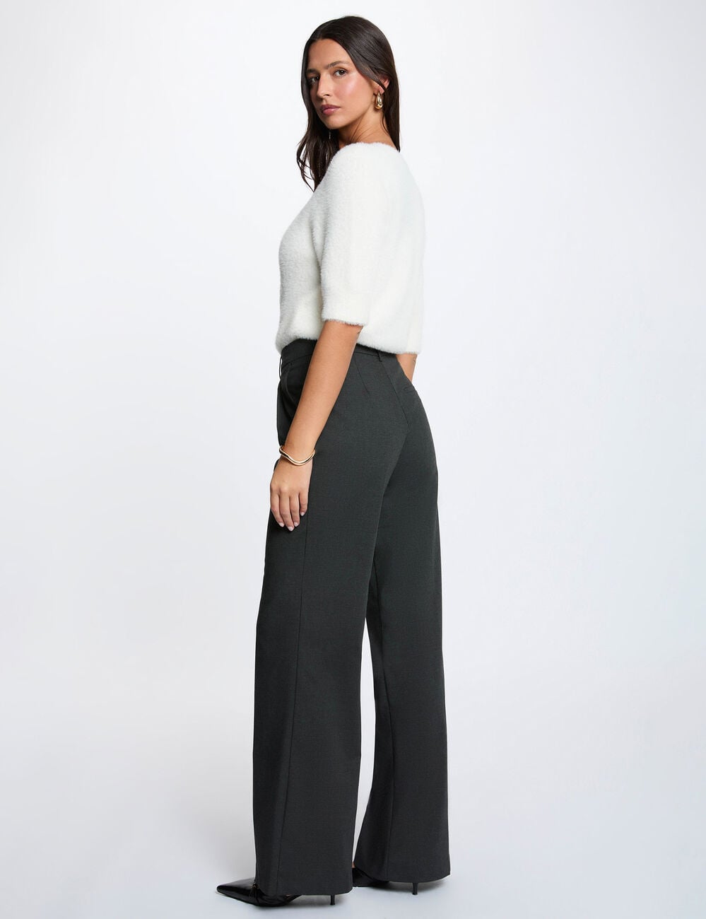 Pull manches courtes ivoire femme