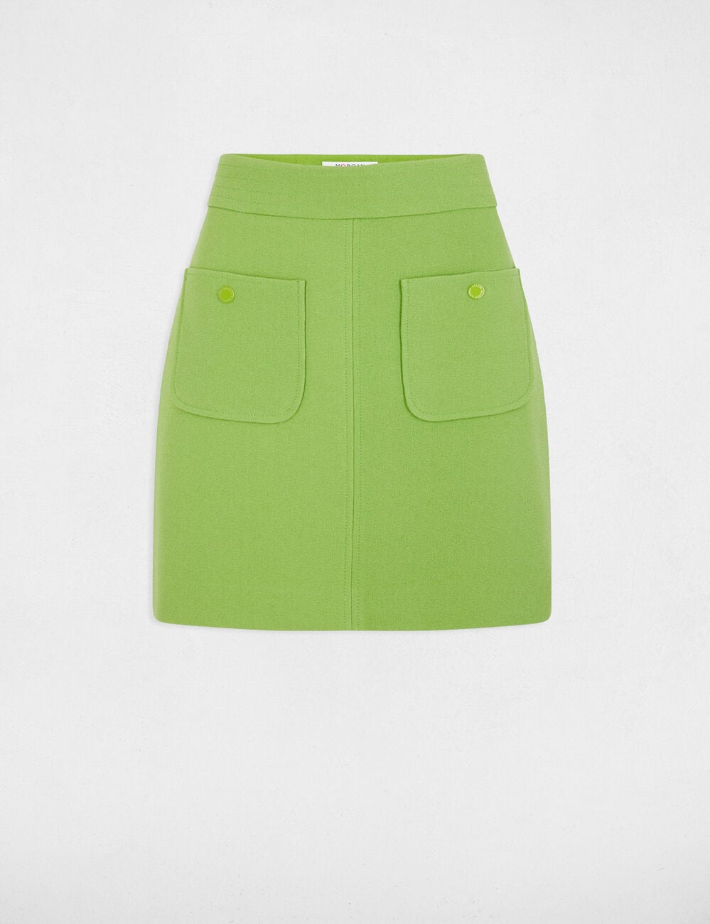 Jupe courte poches plaqu&eacute;es vert anis femme