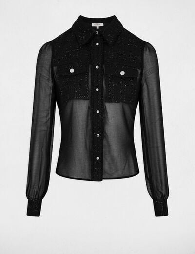 Chemise manches longues noir femme