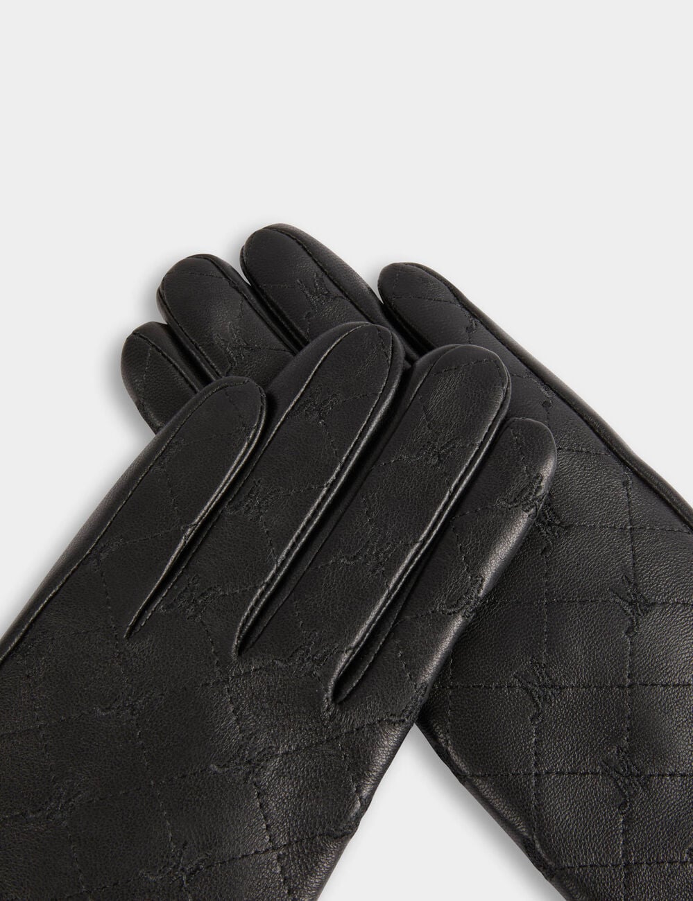 Gants similicuir monogramme noir femme