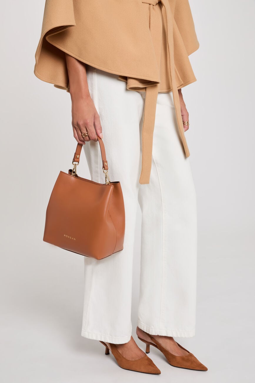 Sac sceau en cuir camel femme