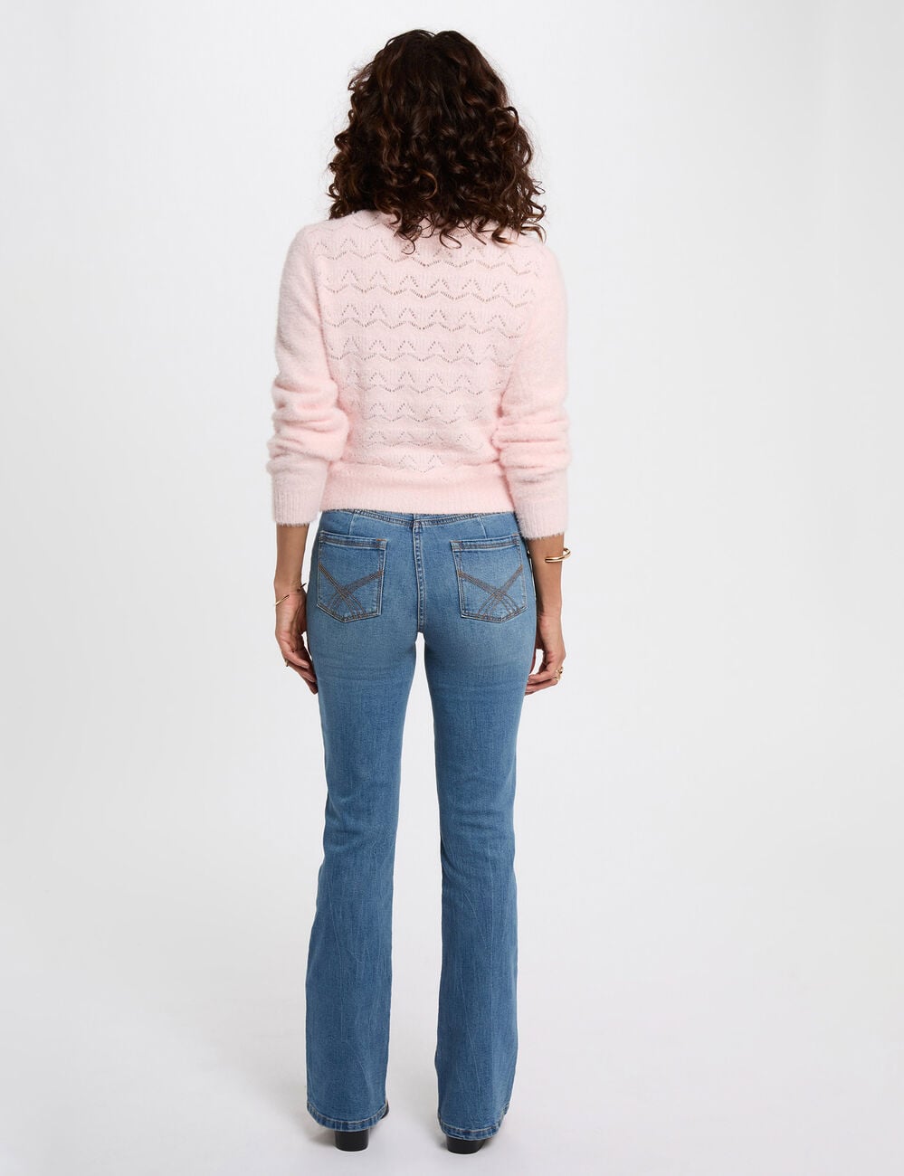 Gilet manches longues rose clair femme