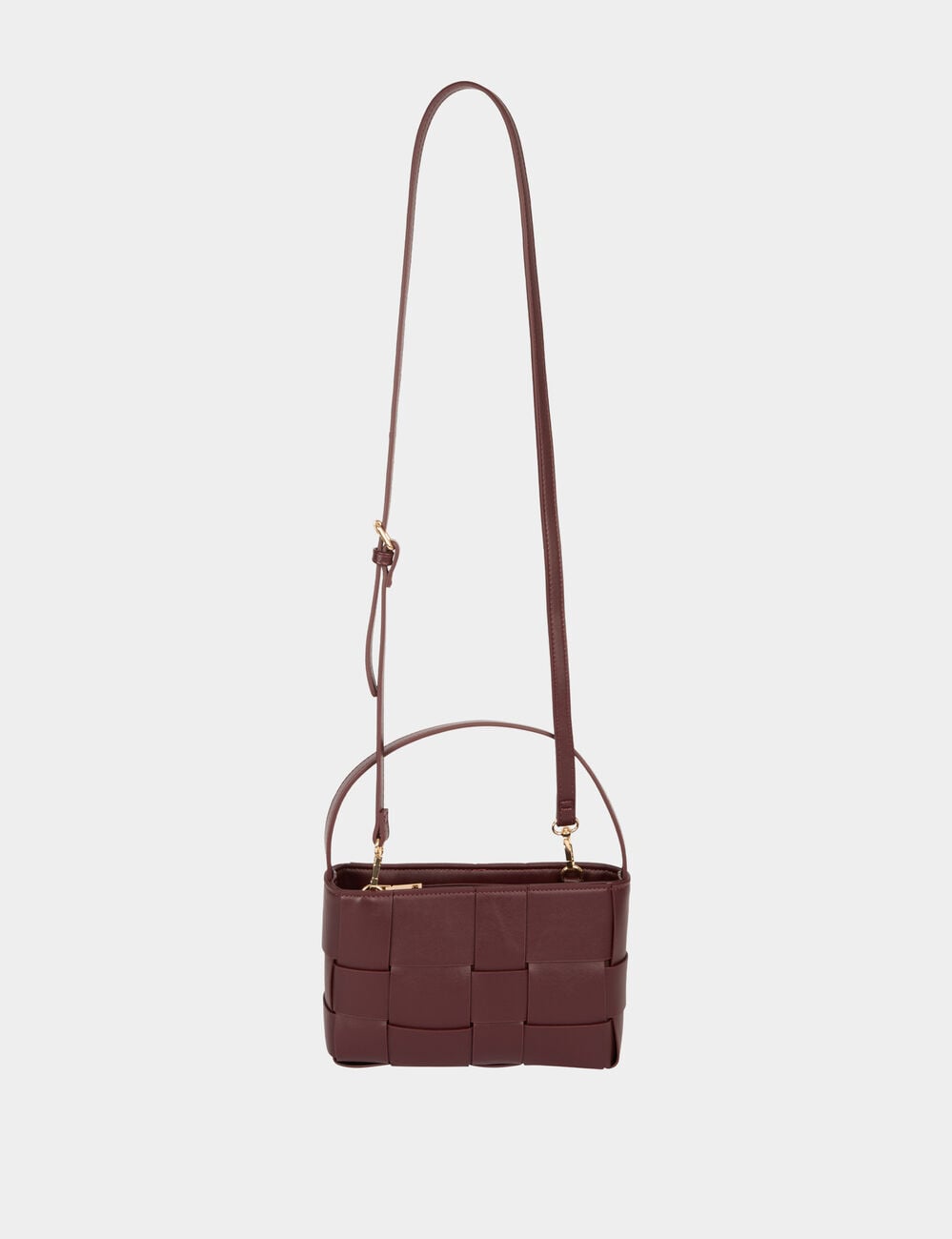 Sac tress&eacute; similicuir bordeaux femme