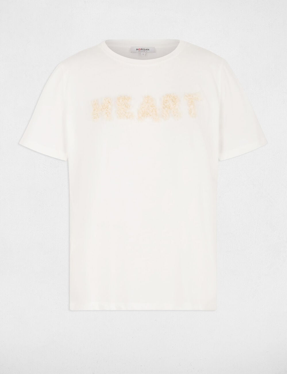 T-shirt broderie en relief blanc femme