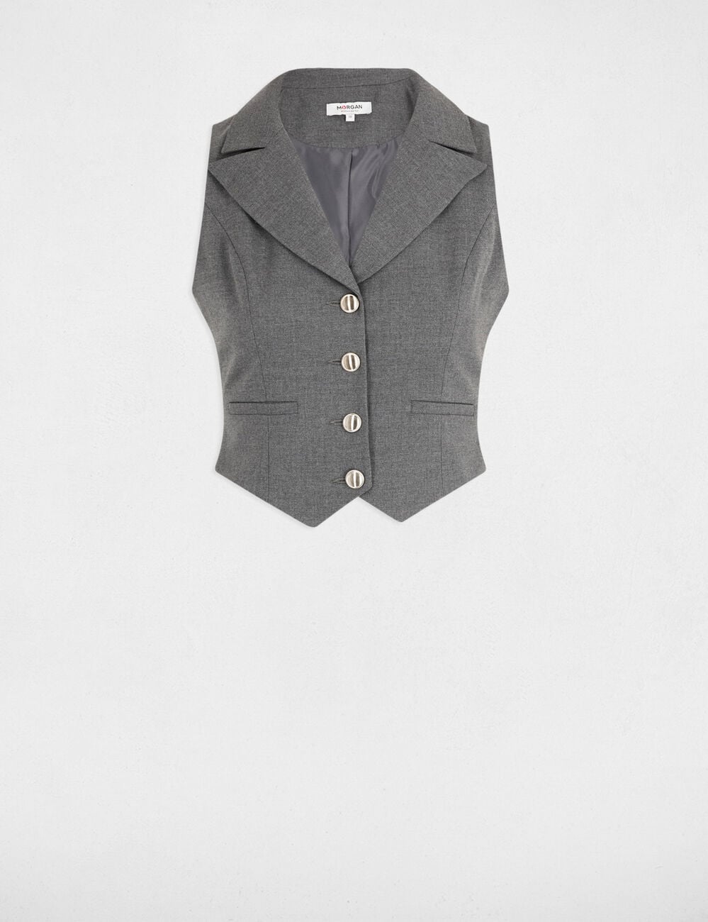 Gilet sans manches ajust&eacute; gris clair femme