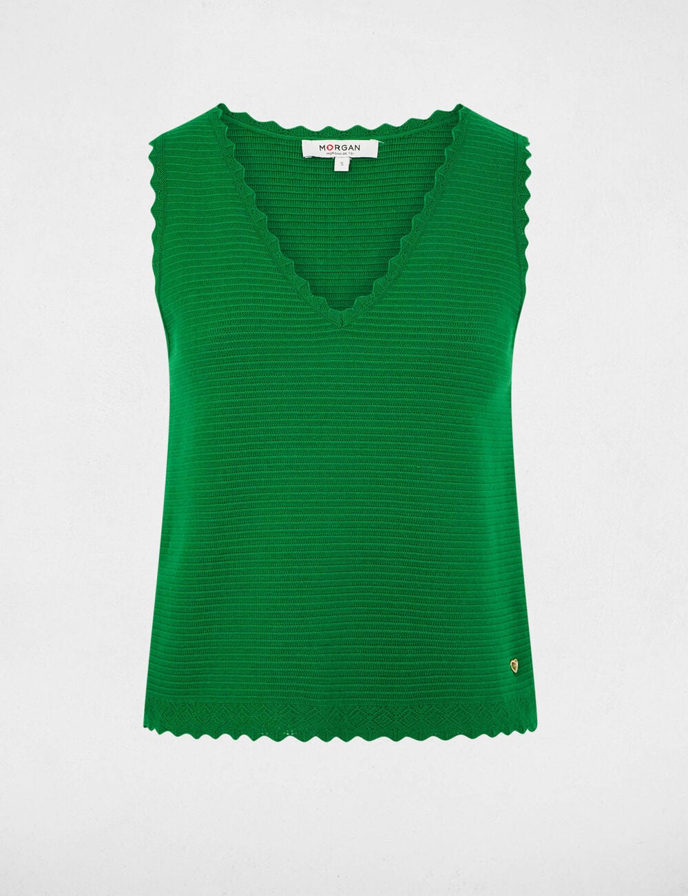 Pull ajust&eacute; col v vert prairie femme