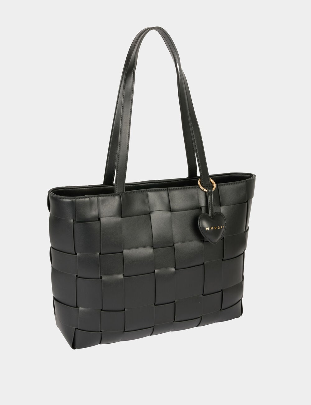 Sac cabas tress&eacute; noir femme