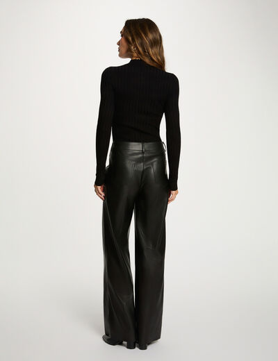 Pull cintr&eacute; col montant noir femme