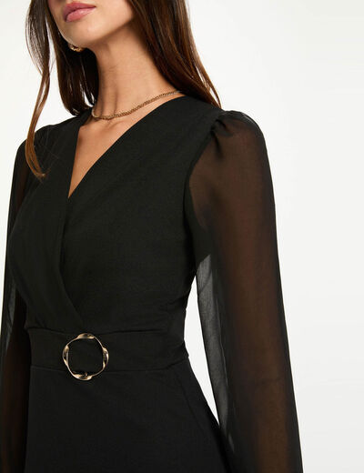 Robe courte voile noir femme