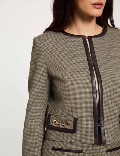 Veste droite cropped vert kaki femme