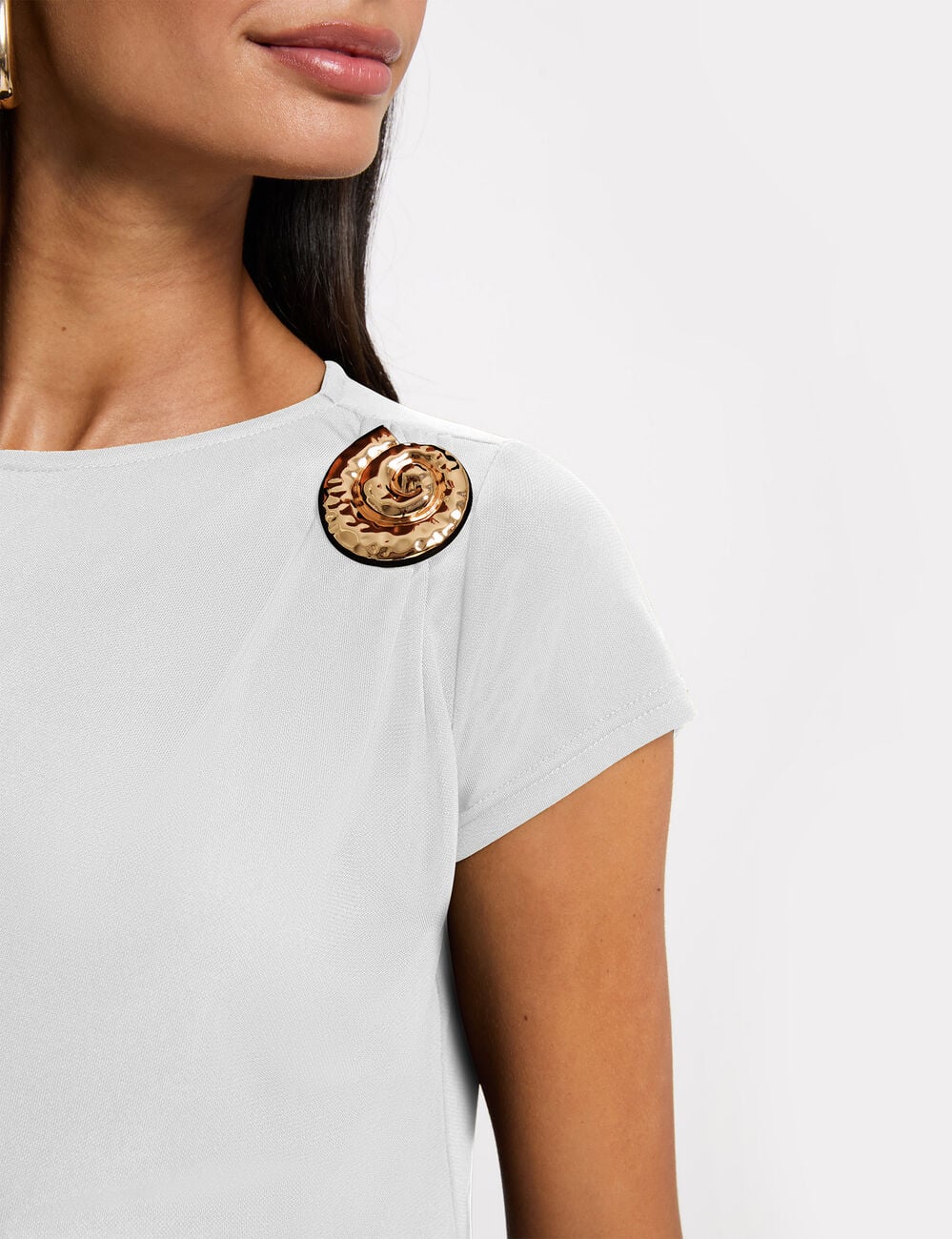 T-shirt col rond blanc femme