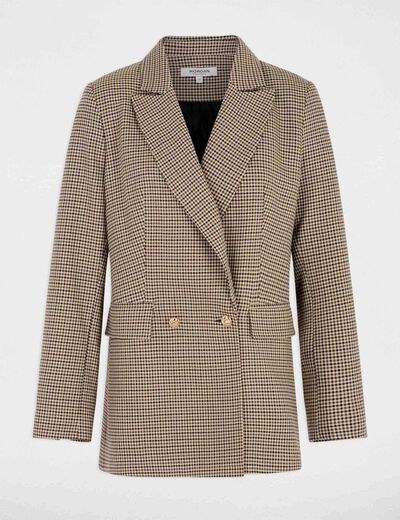 Blazer droit col tailleur marron femme