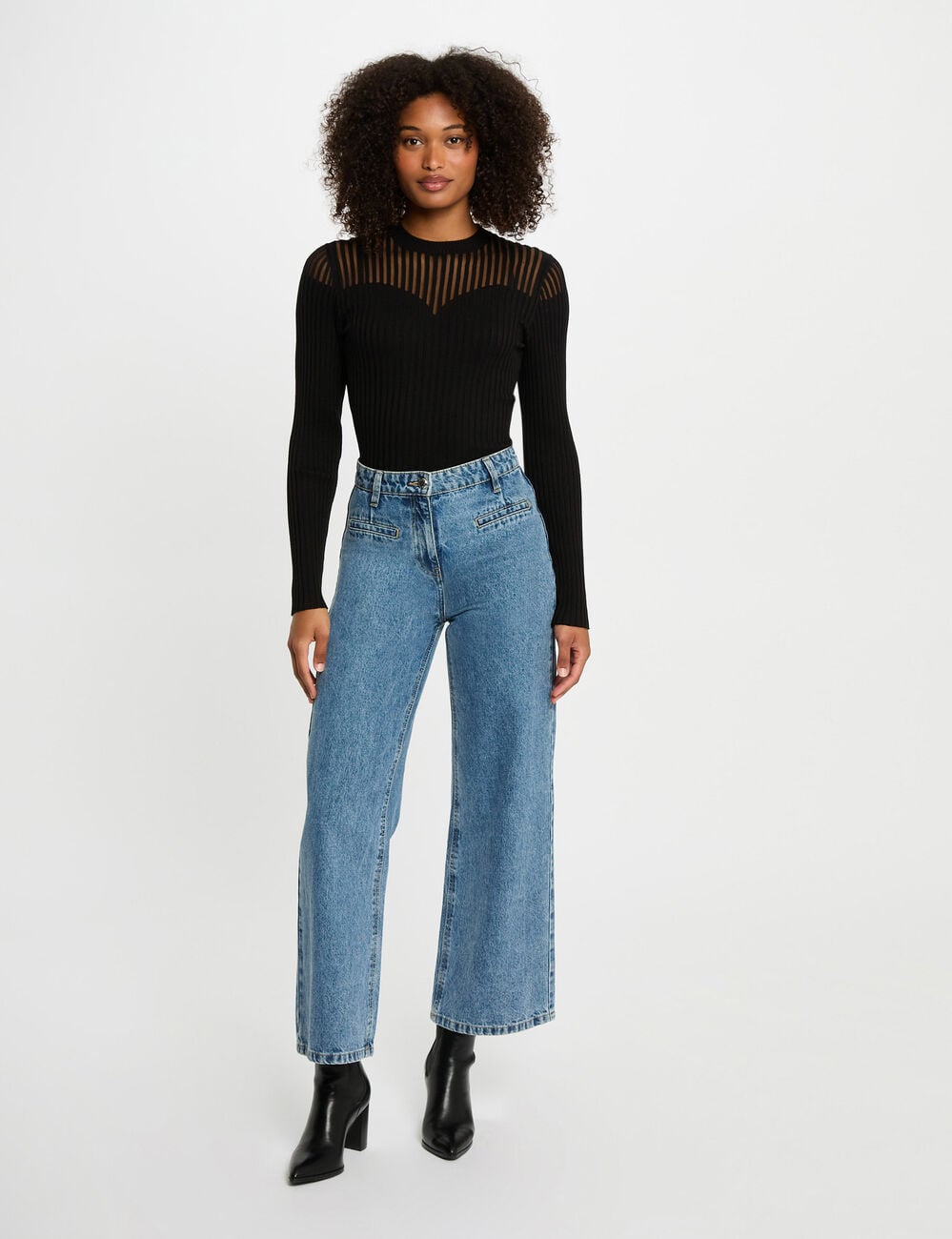 Pull manches longues noir femme