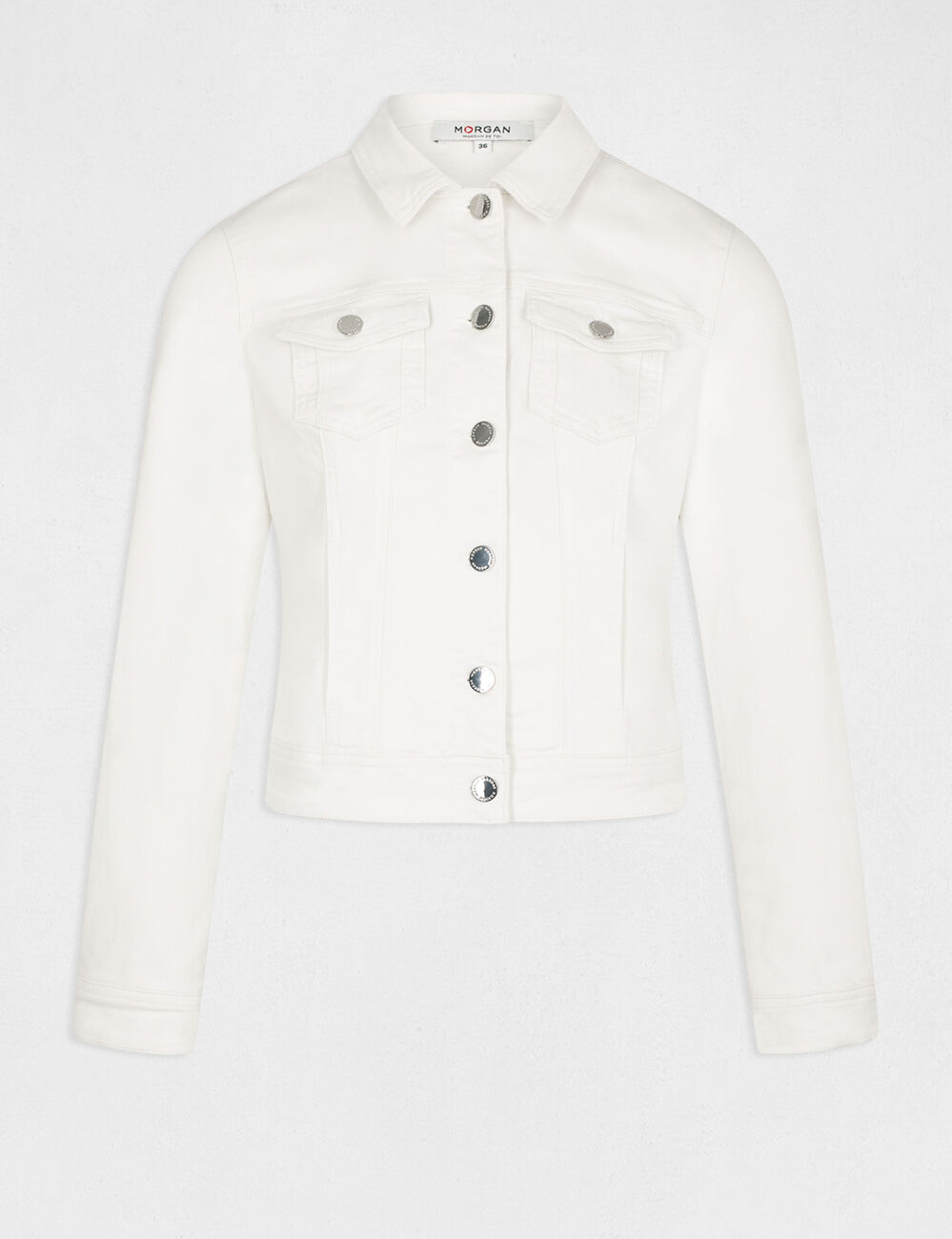 Veste jean droite ivoire femme