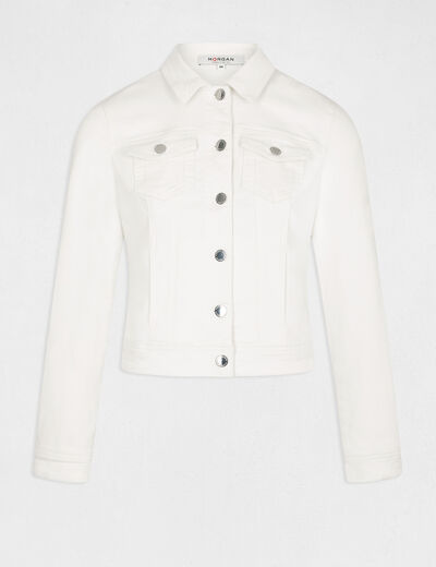 Veste jean droite ivoire femme