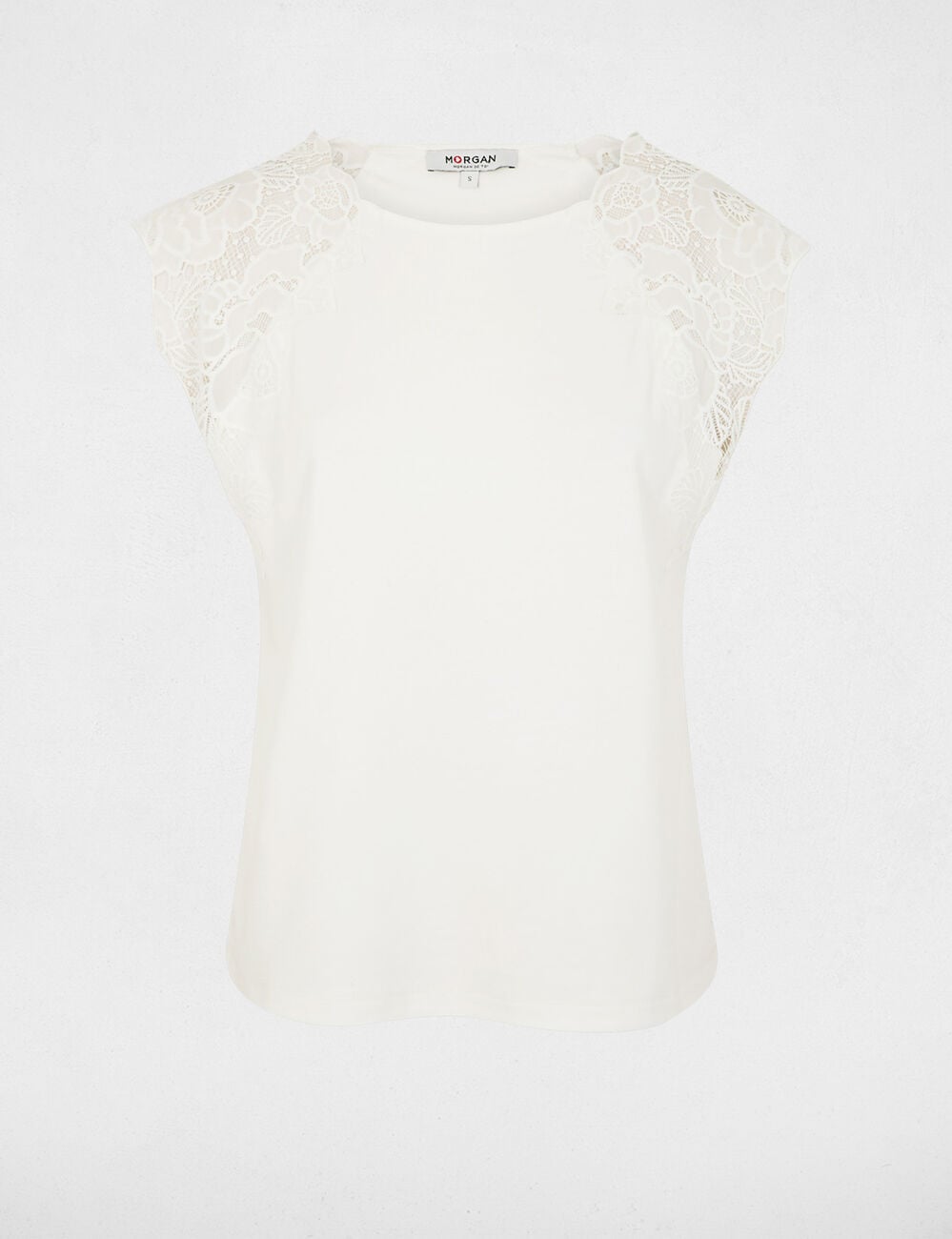 Top sans manches dentelle blanc femme