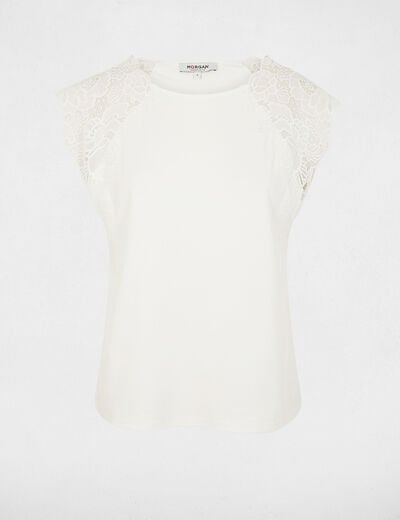 Top sans manches dentelle blanc femme