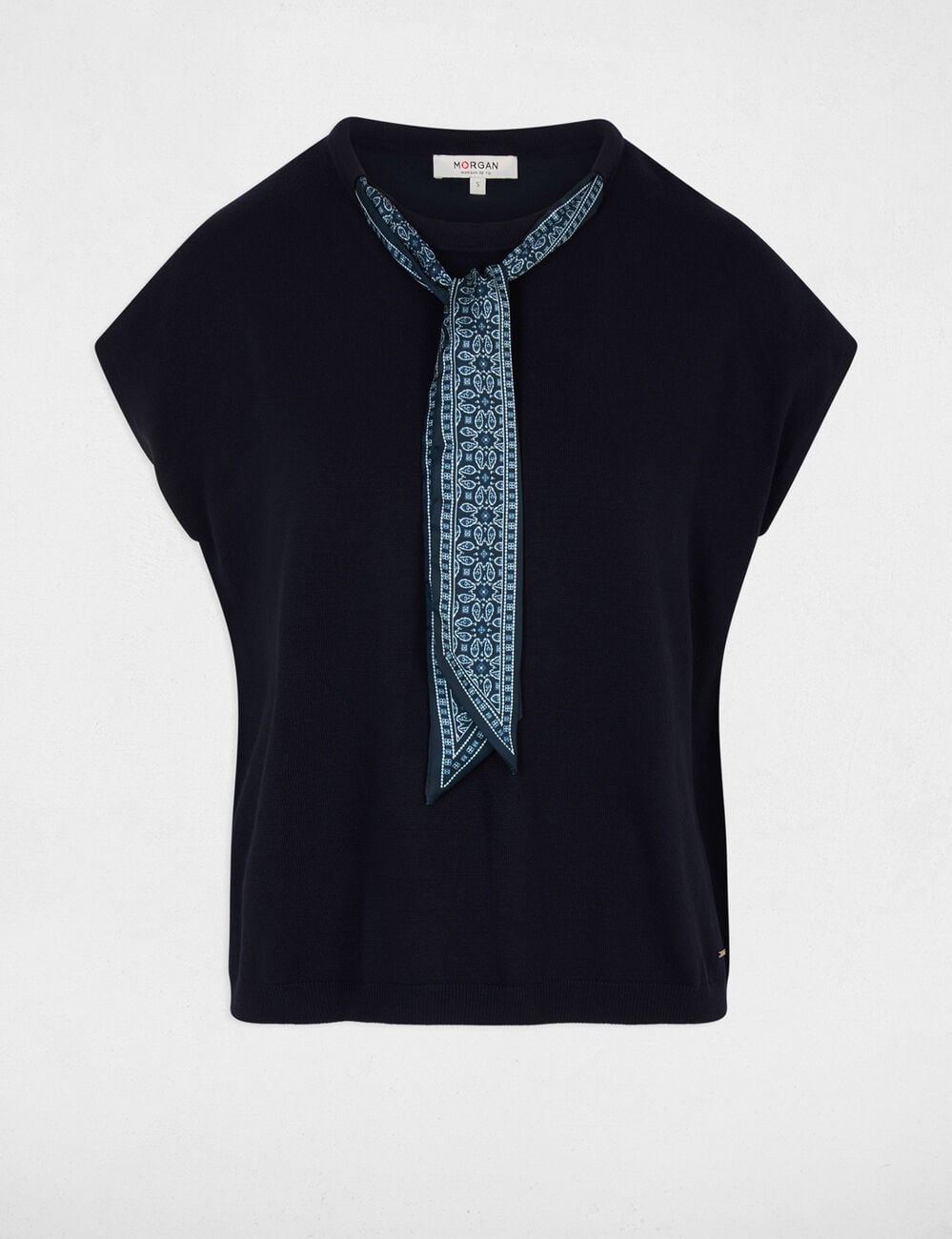 Pull sans manches bleu marine femme