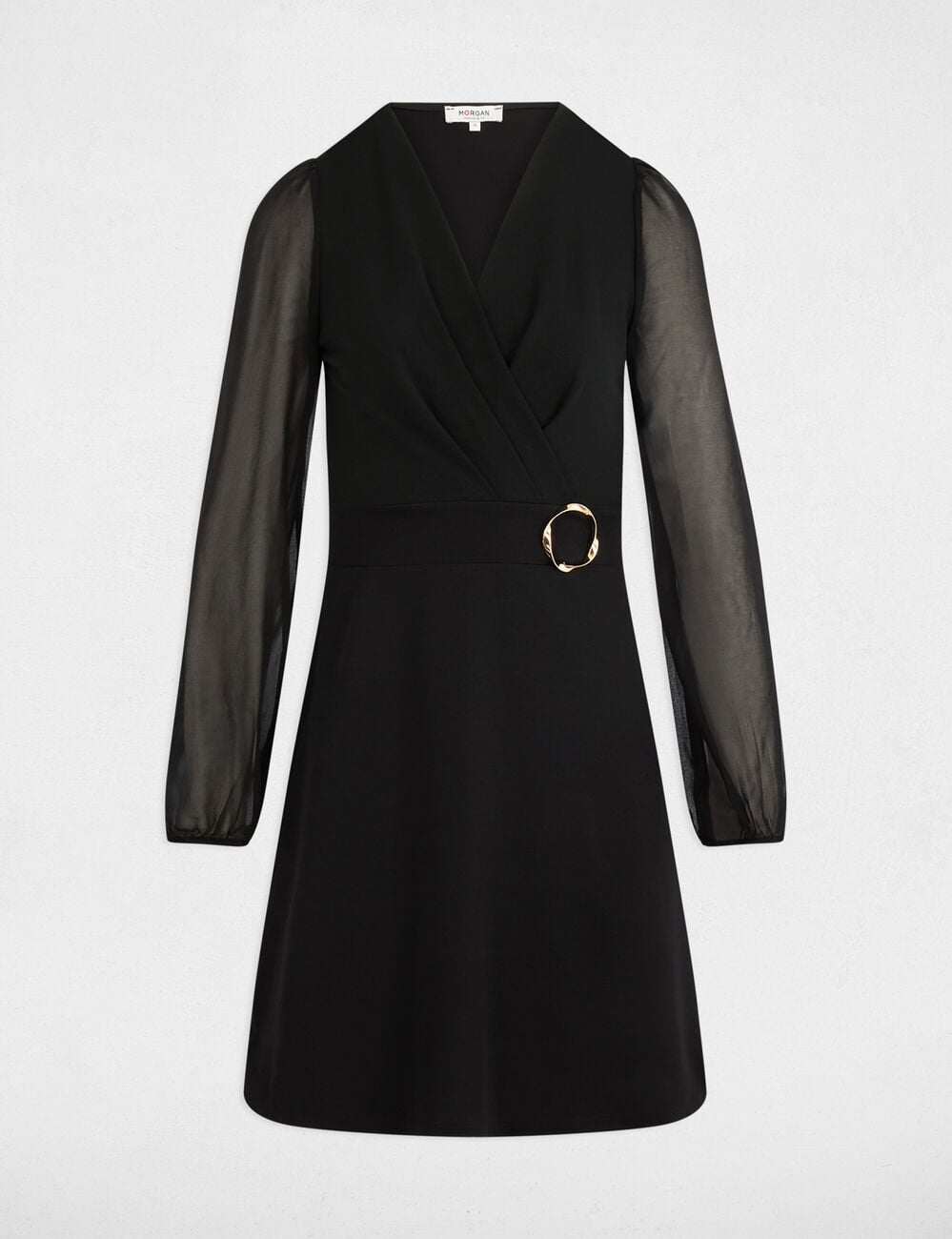 Robe courte voile noir femme