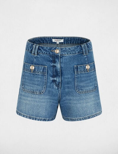 Short slim en jean denim stone femme