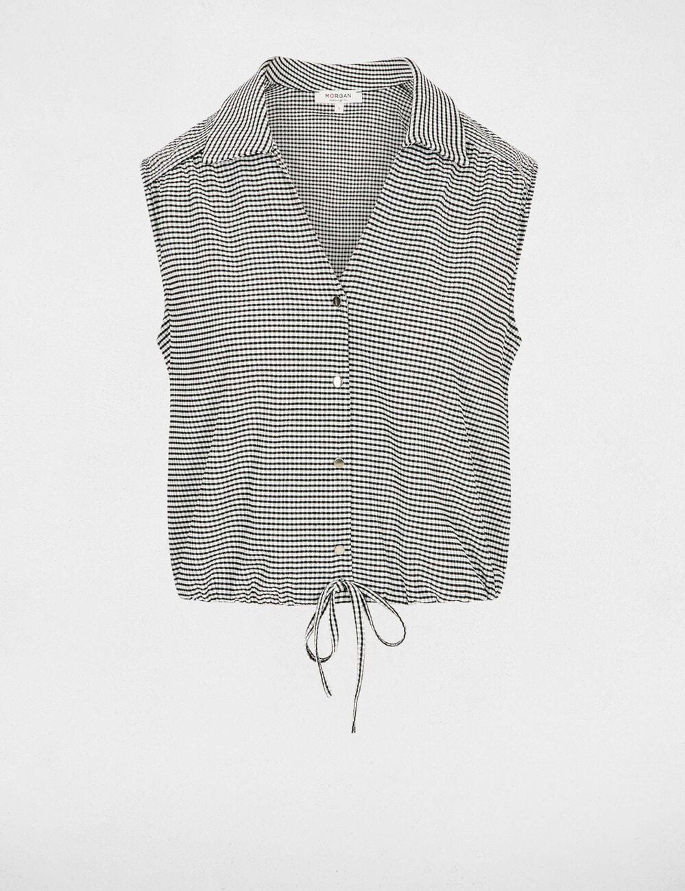 Chemise nou&eacute;e sans manches noir femme