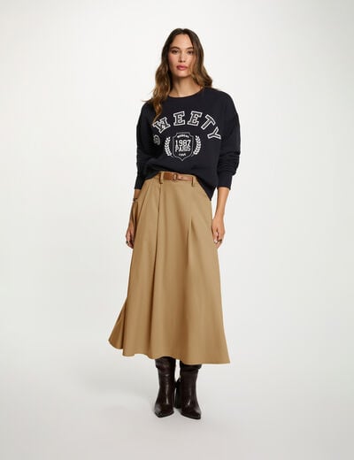 Jupe &eacute;vas&eacute;e taille haute beige femme