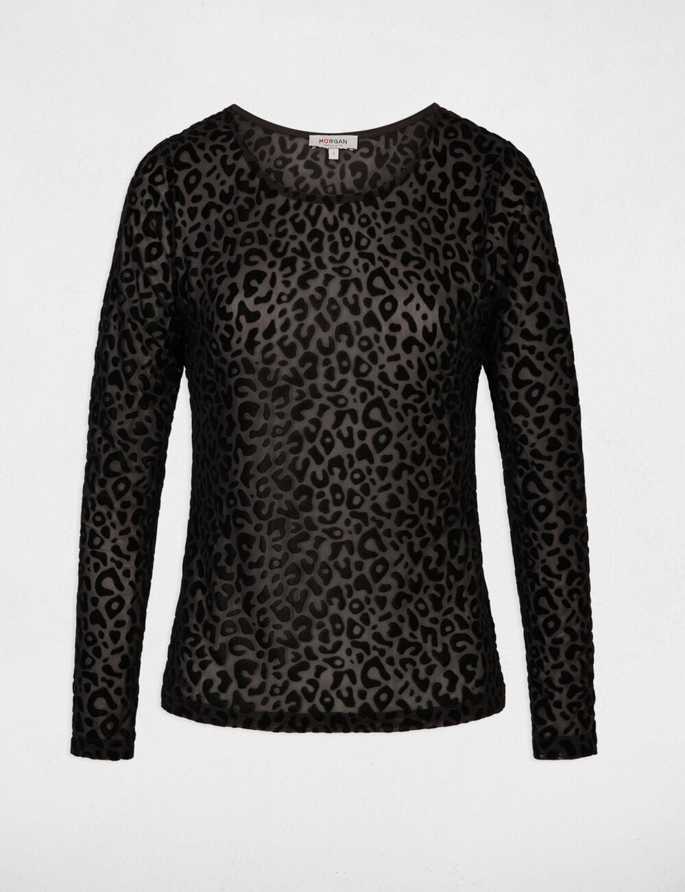 T-shirt cintr&eacute; col rond noir femme