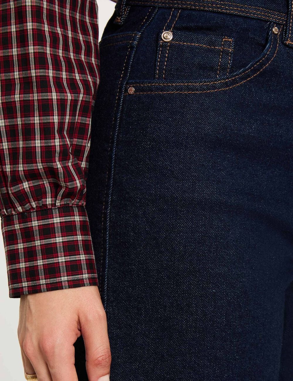 Jean droit taille haute denim brut femme