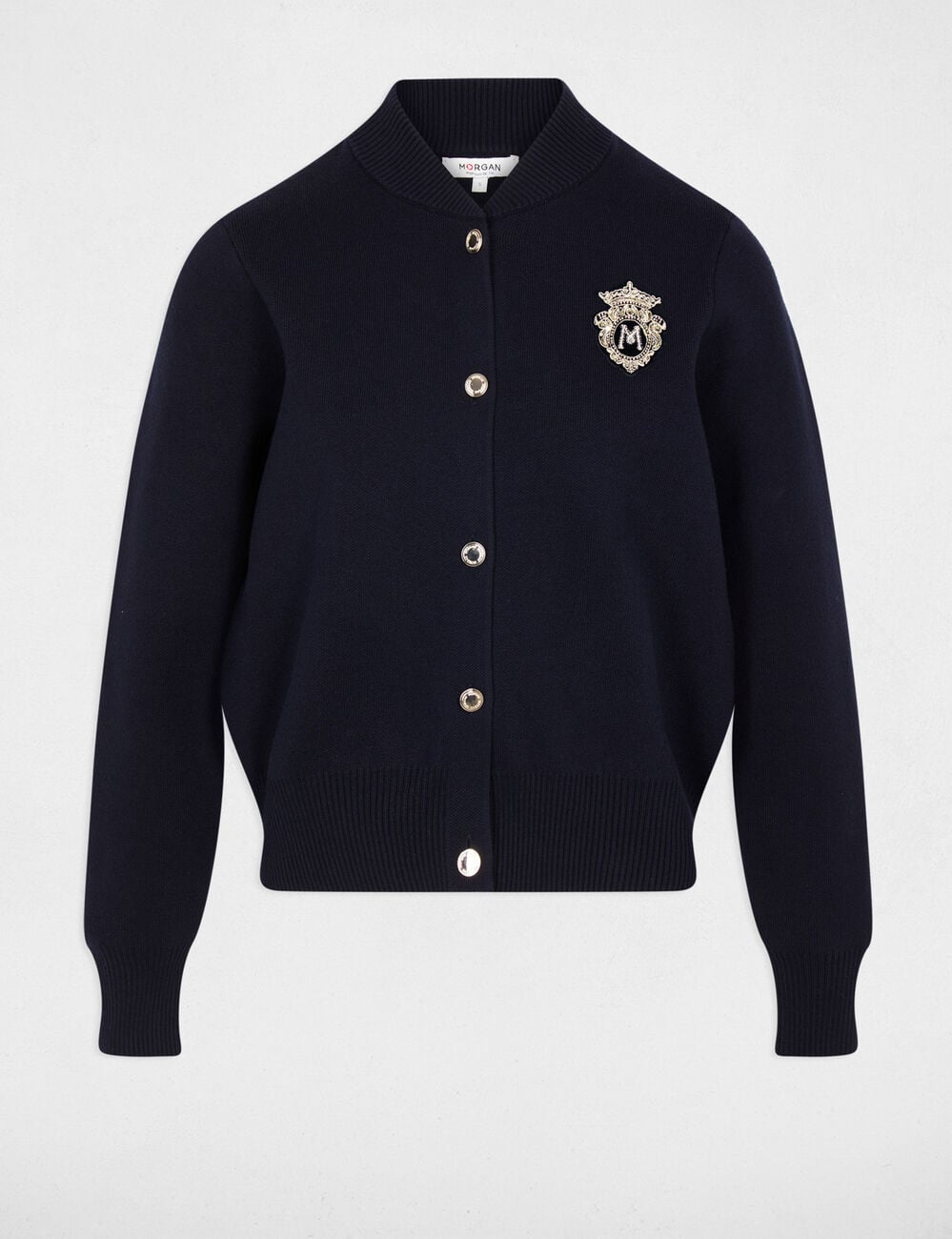 Pull col teddy bleu marine femme