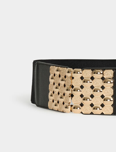 Ceinture large similicuir noir femme