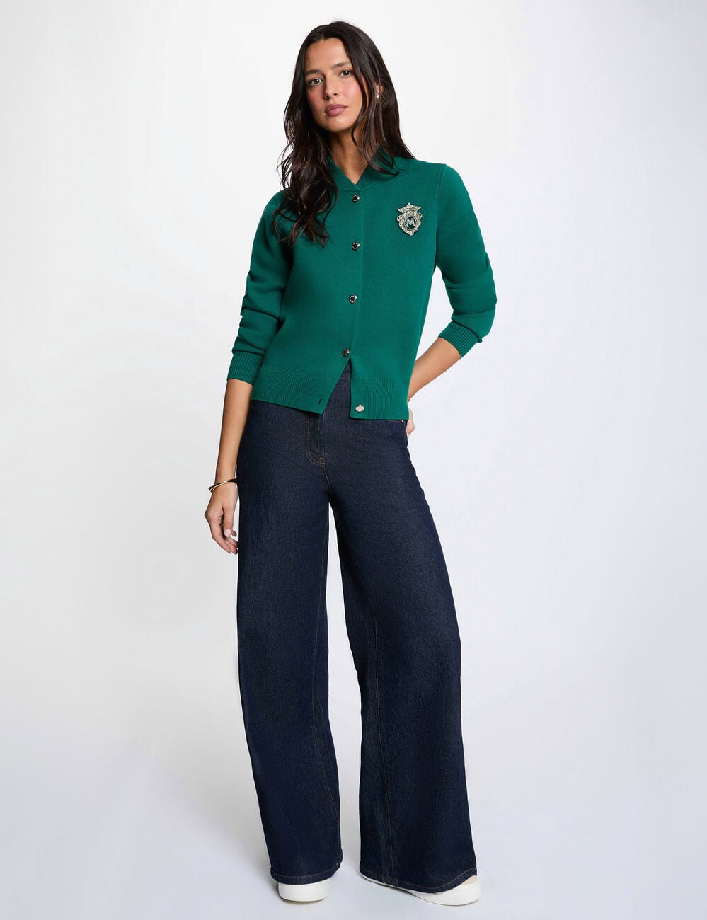 Pull col teddy vert femme