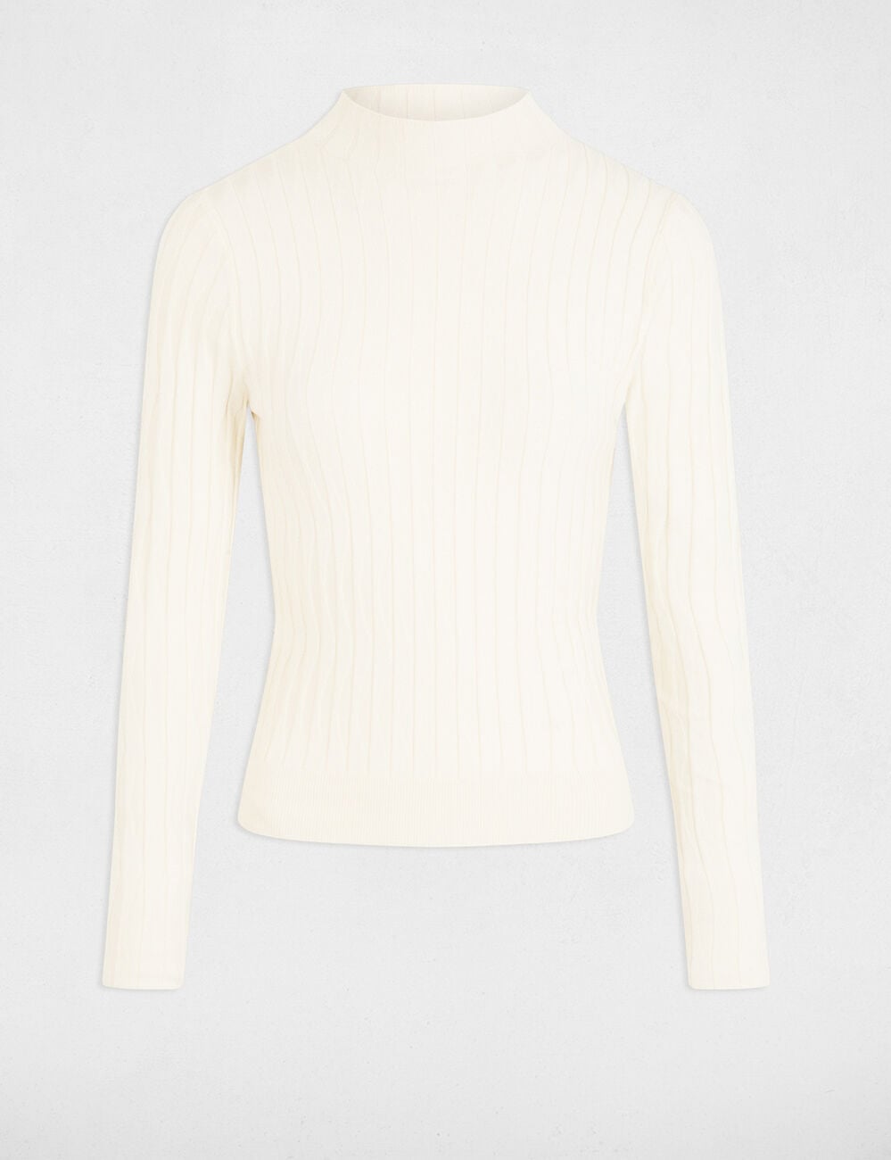 Pull col montant ivoire femme