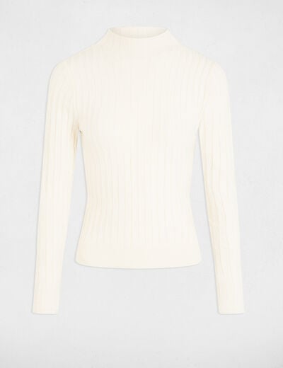 Pull col montant ivoire femme