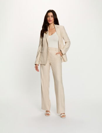 Blazer col tailleur beige femme