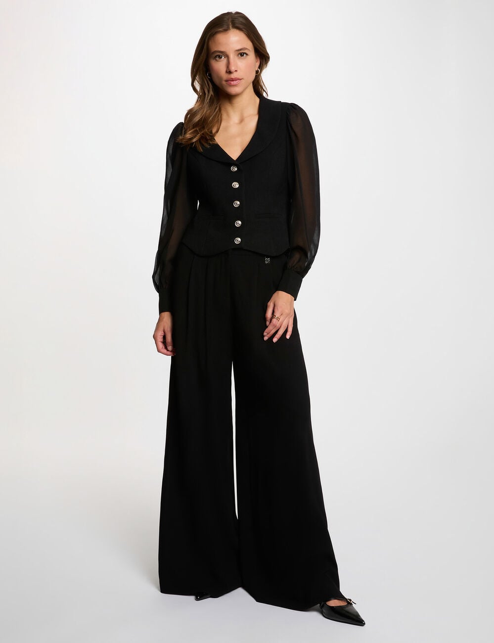 Gilet manches bouffantes noir femme