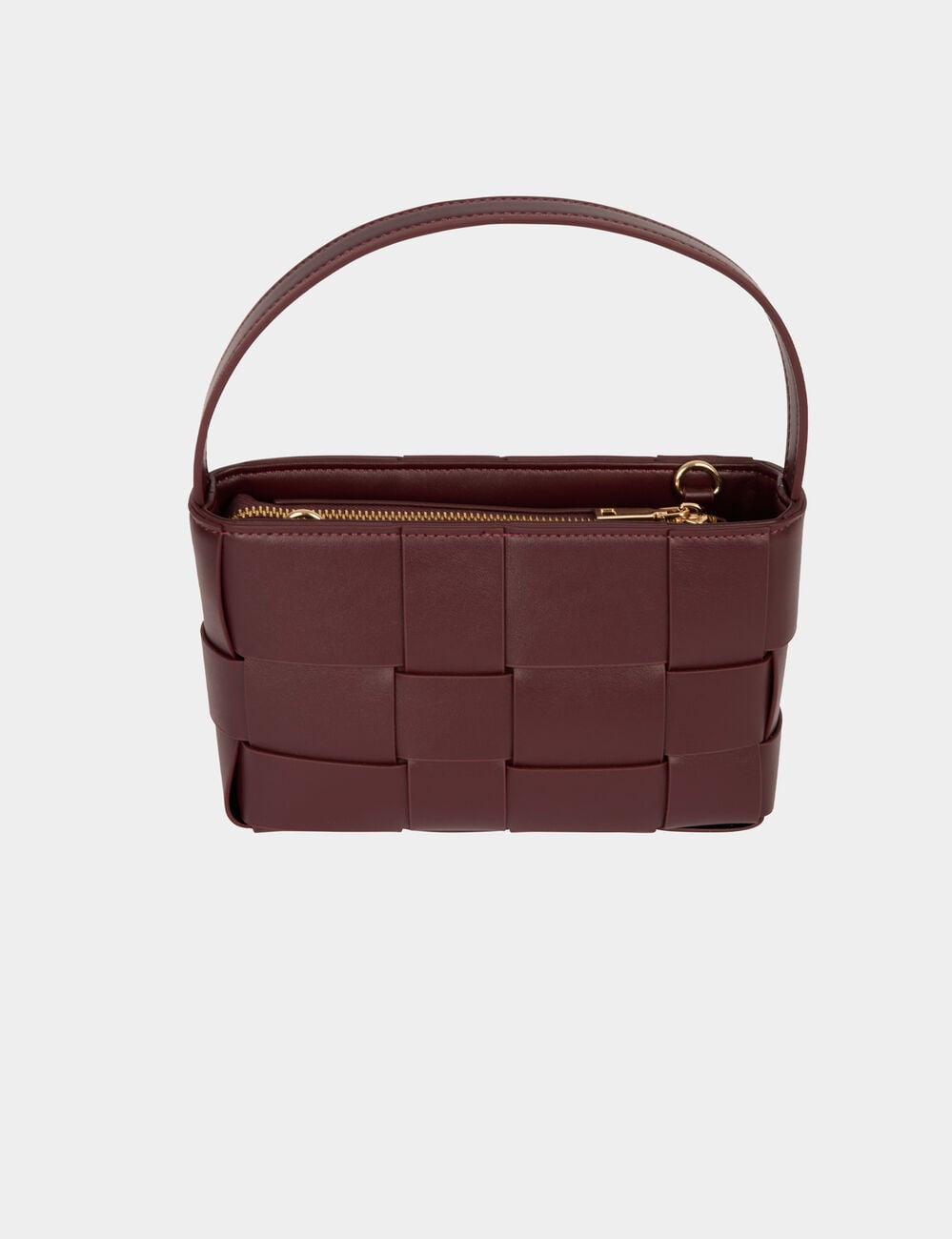 Sac tress&eacute; similicuir bordeaux femme