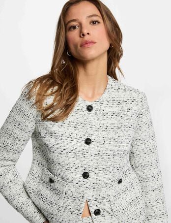 Veste droite col rond ivoire femme