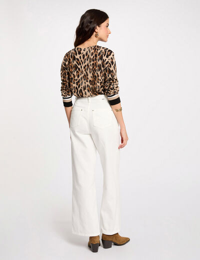 Pull col rond imprim&eacute; l&eacute;opard multicolore femme