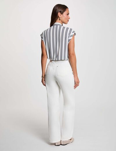 Chemise col lavalli&egrave;re blanc femme