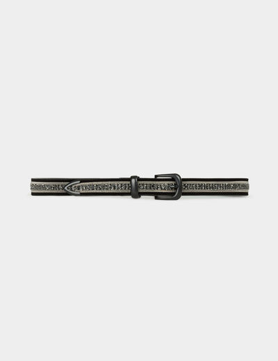 Ceinture fine su&eacute;dine noir femme