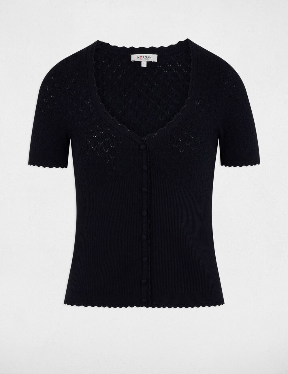 Pull ajust&eacute; col v bleu marine femme