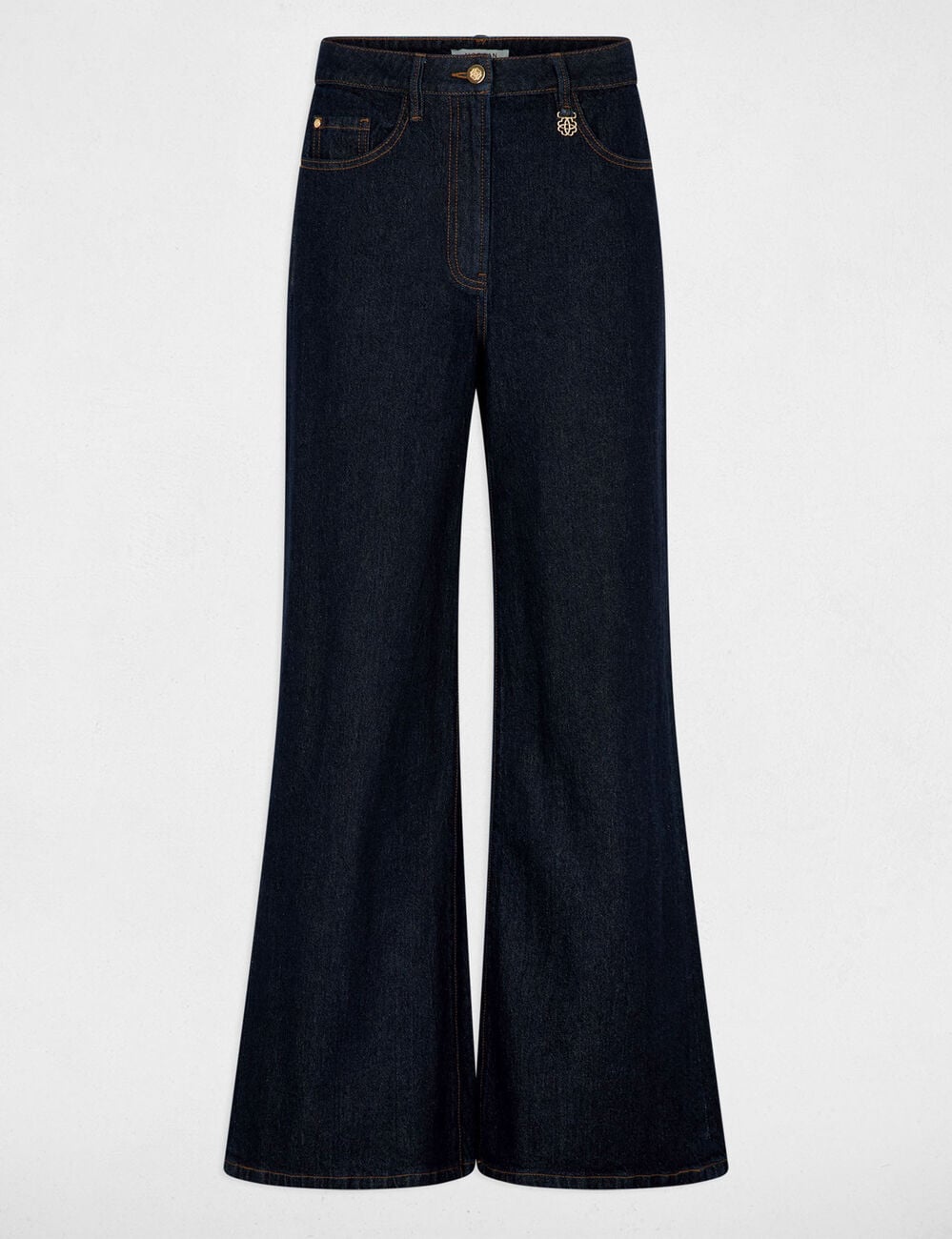 Jean large taille haute bleu femme