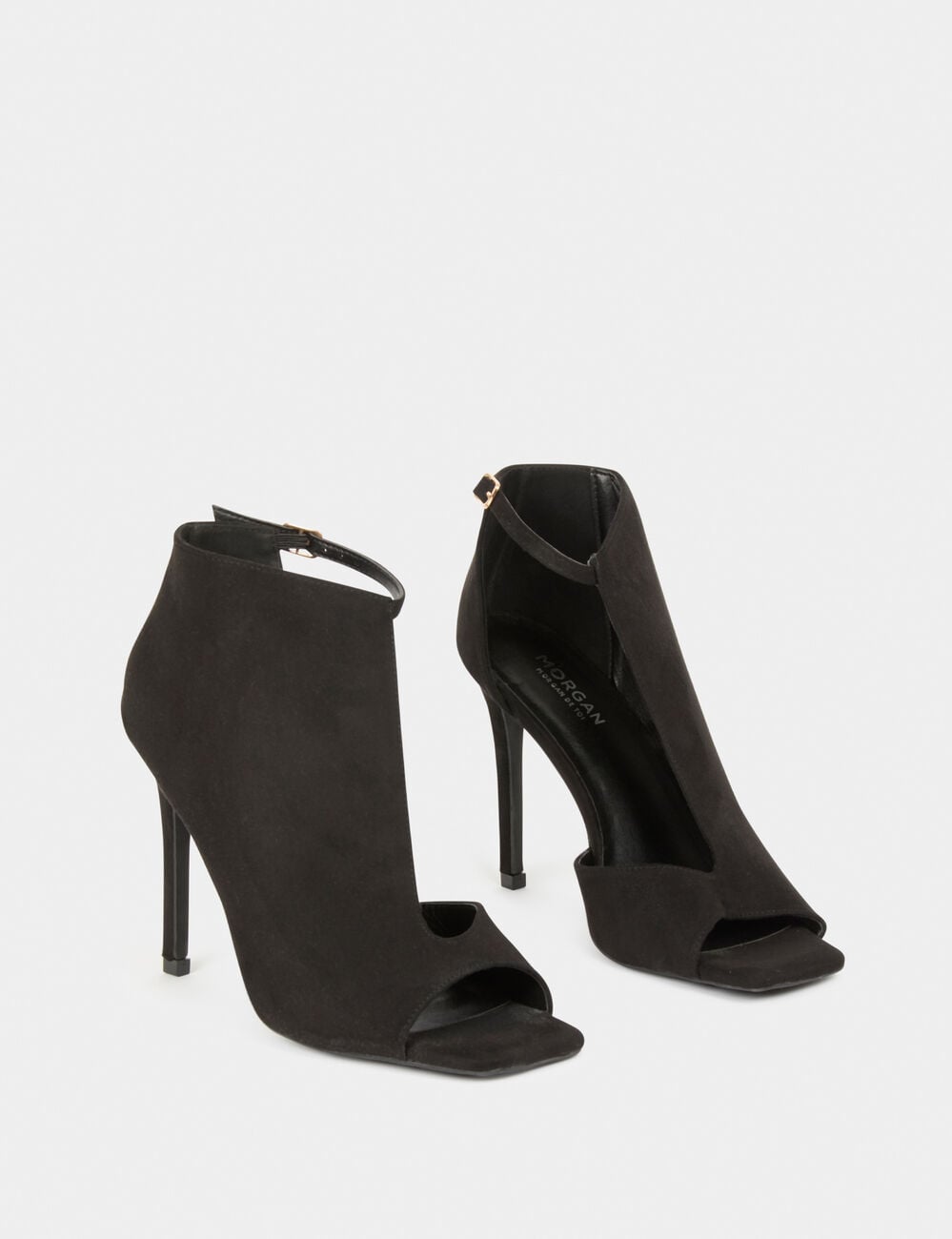 Sandales &agrave; talons demi-ouvertes noir femme