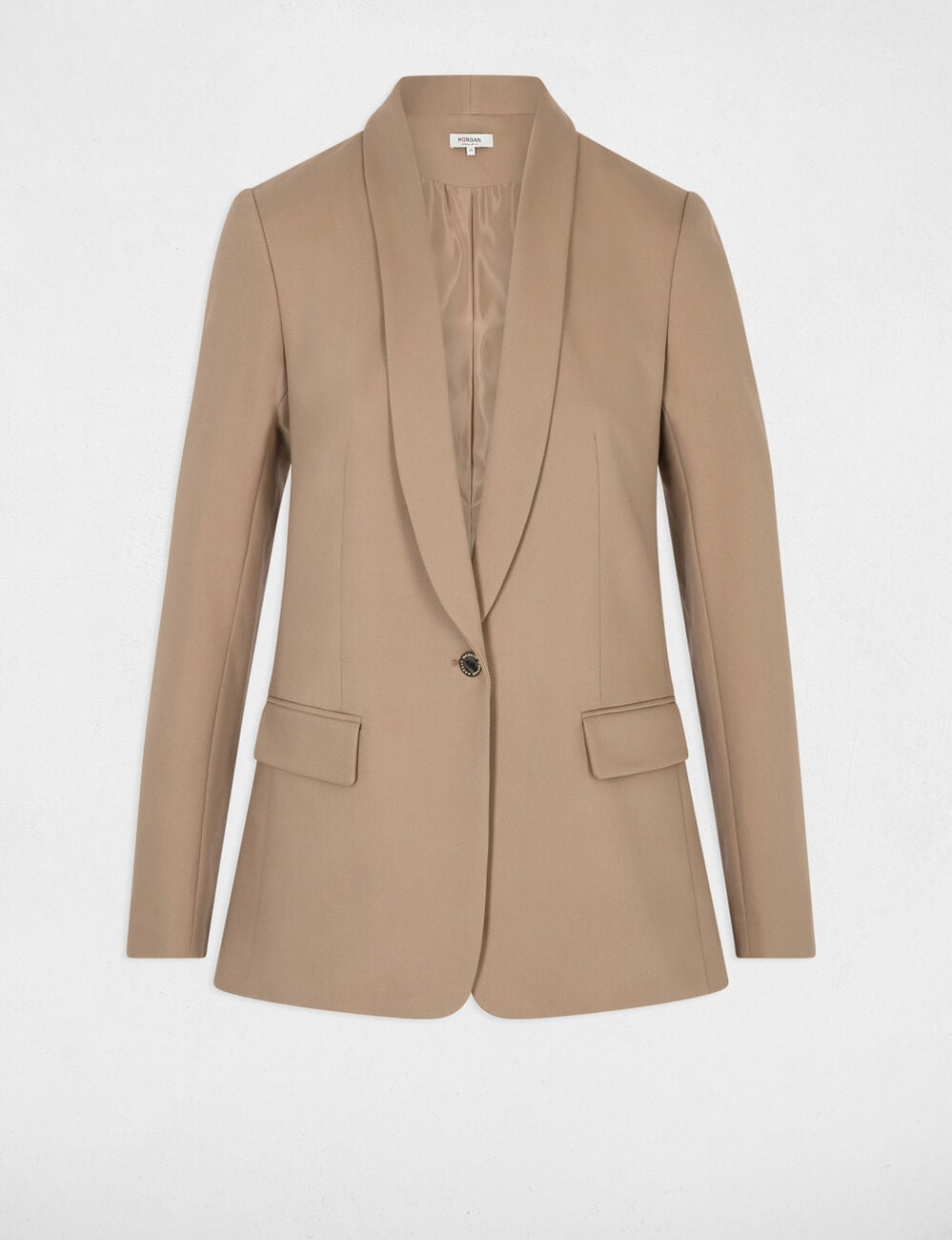 Veste courte col ch&acirc;le taupe femme