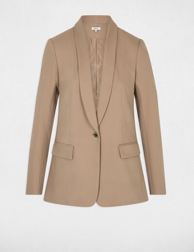 Veste courte col ch&acirc;le taupe femme