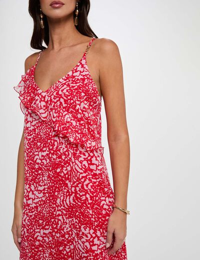 Robe longue col v multicolore femme