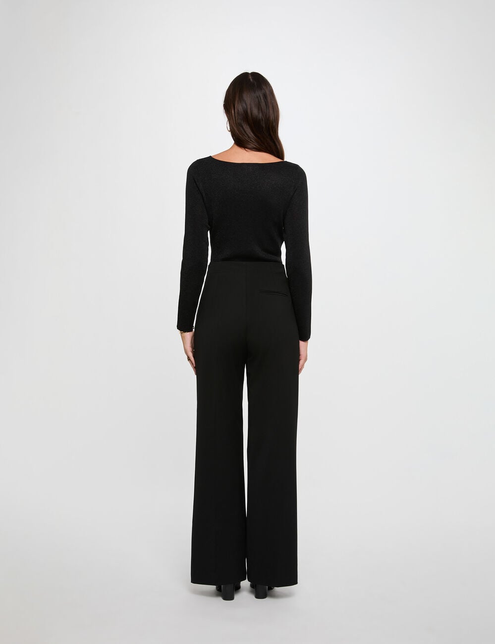 Pull cintr&eacute; col u noir femme