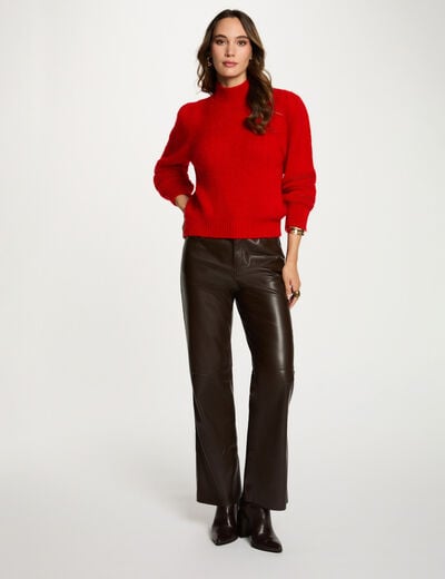 Pantalon bootcut similicuir marron fonc&eacute; femme