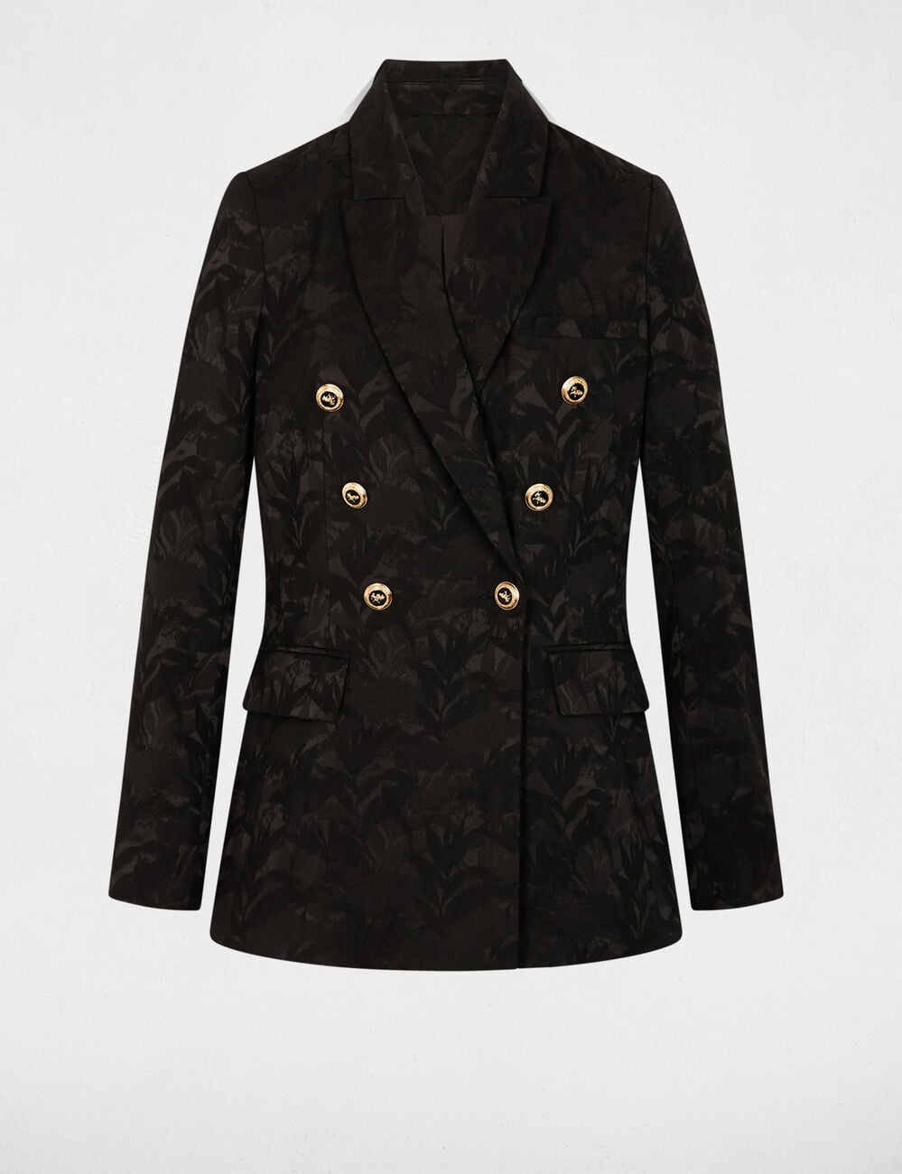 Veste jacquard ajust&eacute;e noir femme